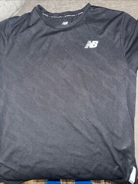 New Balance Black Short-Sleeve Performance Tee with White Logo